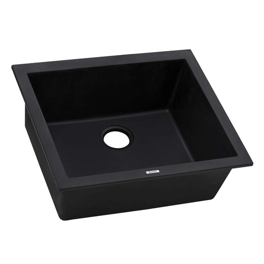 Ruvati RVG2021 21" Granite Composite Undermount Bar Prep Sink in sleek black finish with a single drain hole.