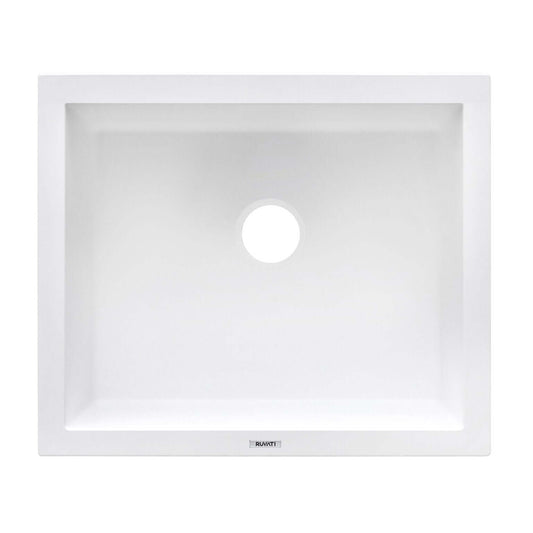 Ruvati RVG2021 21" Granite Composite Undermount Bar Prep Sink in white with a round drain hole