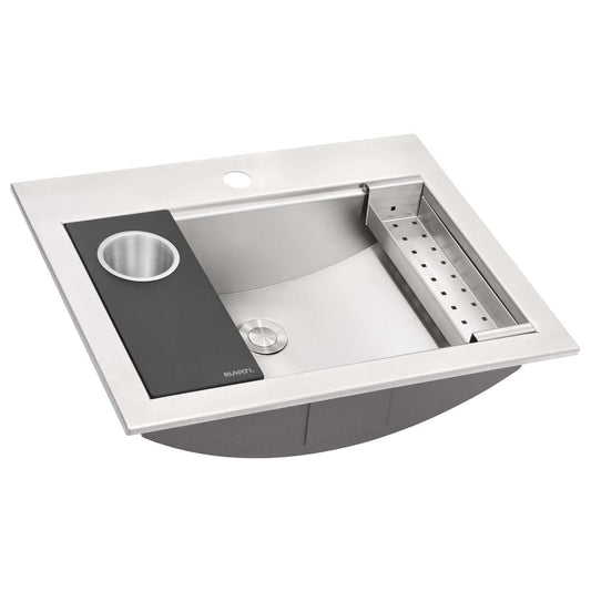 Ruvati 21" x 17" Brenna Workstation Bathroom Sink Topmount - RVH5521ST with integrated accessories
