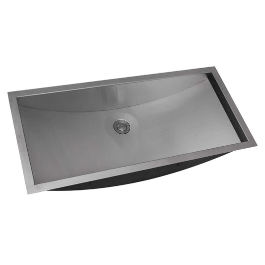 Ruvati 30" x 14" Ariaso Nano-PVD Arc Bowl Bathroom Sink Undermount - RVH6120 in brushed stainless steel finish.
