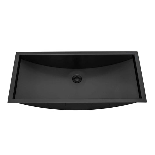 Ruvati 34" x 14" Ariaso Nano-PVD Arc Bowl Bathroom Sink Undermount - RVH6134 in Gunmetal Black finish.