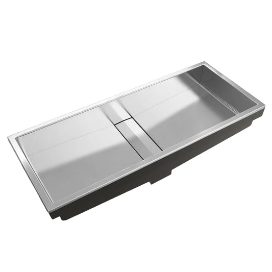 Ruvati 33" Ariaso Semi-Recessed Arc Bowl Bathroom Sink - RVH6244ST in sleek stainless steel design.
