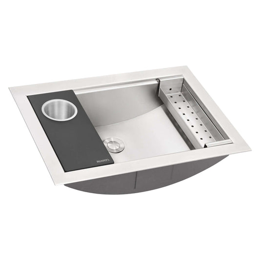 Ruvati 20" x 14" Brenna Workstation Bathroom Sink Undermount - RVH6521ST with integrated tray and colander.