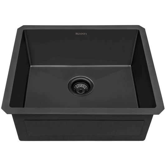 Ruvati 21" Terraza Nano-PVD Bar Prep Sink Undermount - RVH7121 in Gunmetal Black with modern design.