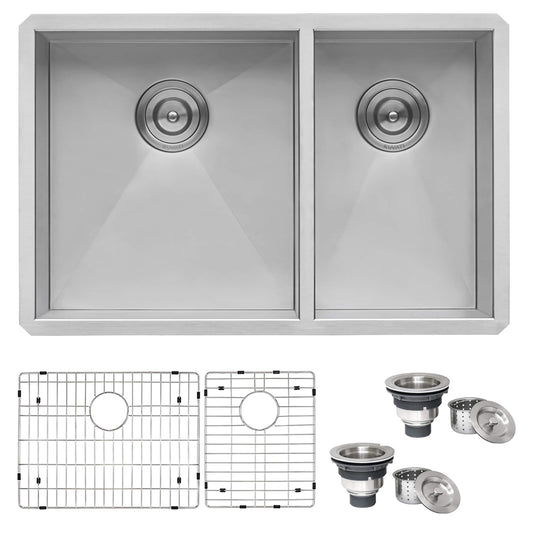 Ruvati 29" Nesta Zero Radius Double Bowl Undermount Kitchen Sink - RVH7200