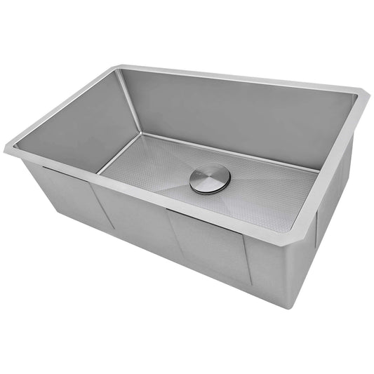 Ruvati 30" Gravena Hex Kitchen Sink Undermount - RVH7630 with embossed hexagonal pattern and drain.
