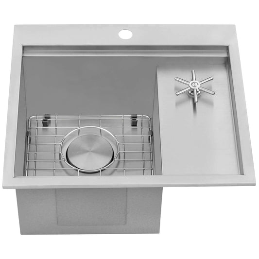 Ruvati Glass Rinser Sink 22 inch Workstation for Wet Bar Bottle Washer Drop in Topmount - RVH8262ST.