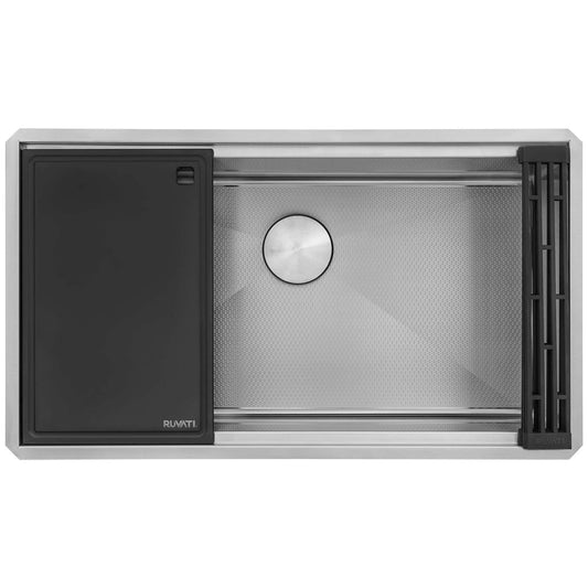 Ruvati 30" Roma Hex LedgeFit® Workstation Kitchen Sink - RVH8630 with HexBottom protection and expandable ledge.