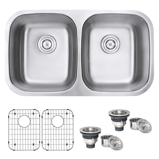 Ruvati 32" Undermount Kitchen Sink 50/50 Double Bowl - RVM4300