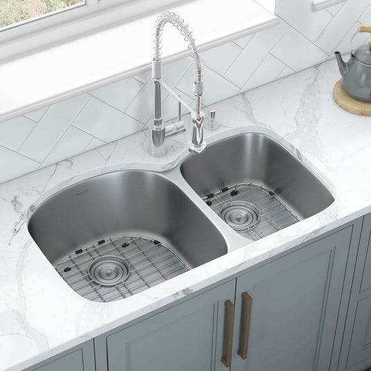 Ruvati 34" Undermount Kitchen Sink 60/40 Double Bowl - RVM4600