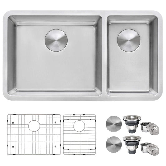 Ruvati 32" Undermount Kitchen Sink 70/30 Double Bowl - RVM5300