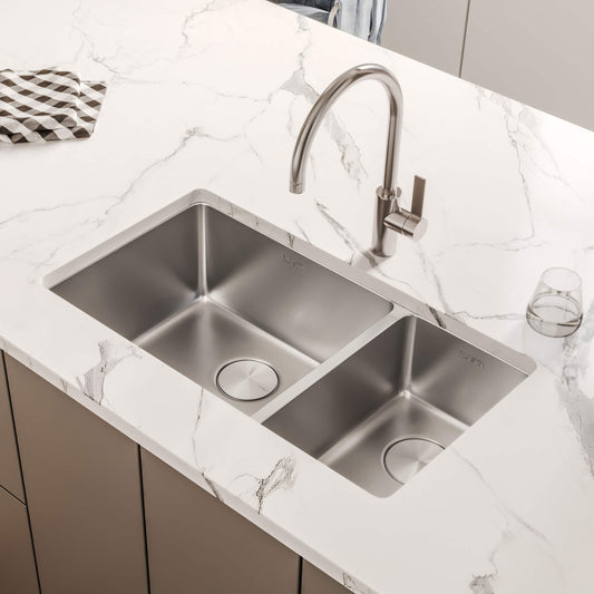 Ruvati 32" Undermount Kitchen Sink 70/30 Double Bowl - RVM5300