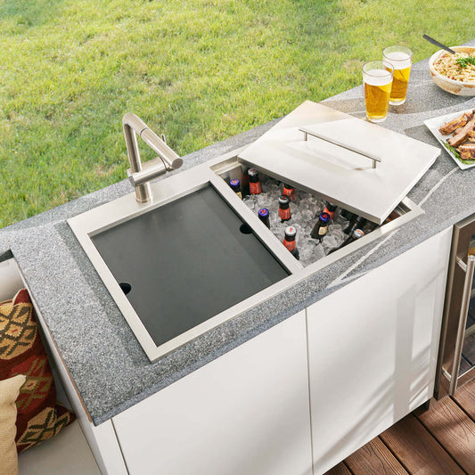 Ruvati Insulated Ice Chest and Outdoor Sink - Installed in Outdoor Kitchen Setting