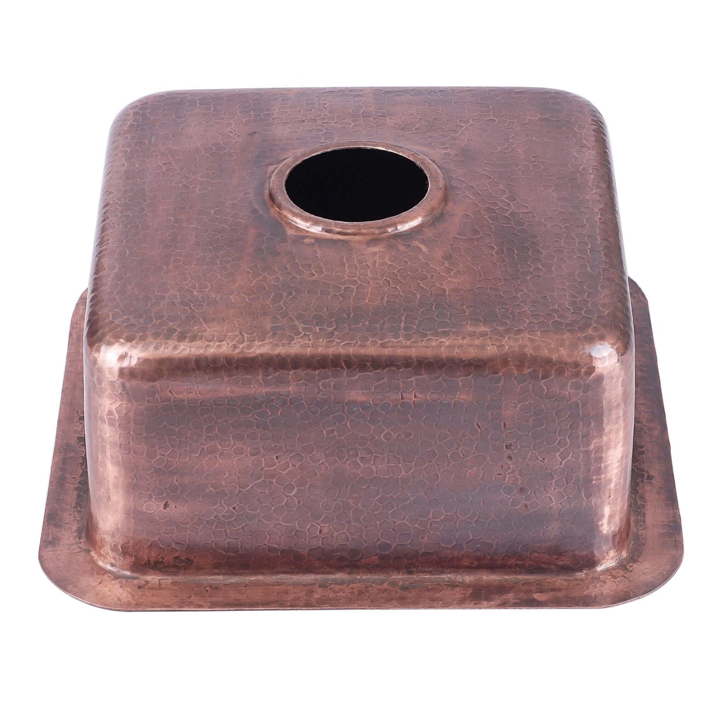 Nantucket 16.625" Copper Square Dual Mount Bar Sink and Cutting Board - SQRC-7PS top view