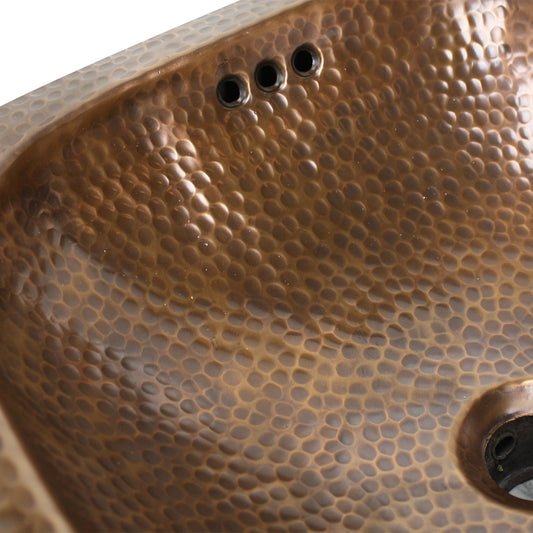 Nantucket 16.25-inch hand hammered copper square bathroom sink SQRC-OF, view 2