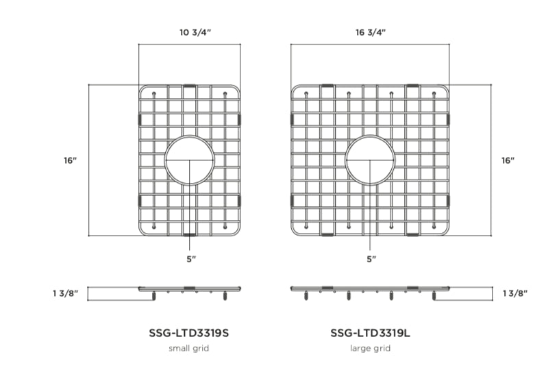 Latoscana Small Stainless Steel Grid for 33" Double Bowl Farmhouse Sink - SSG-LTD3319S dimensions front view diagram