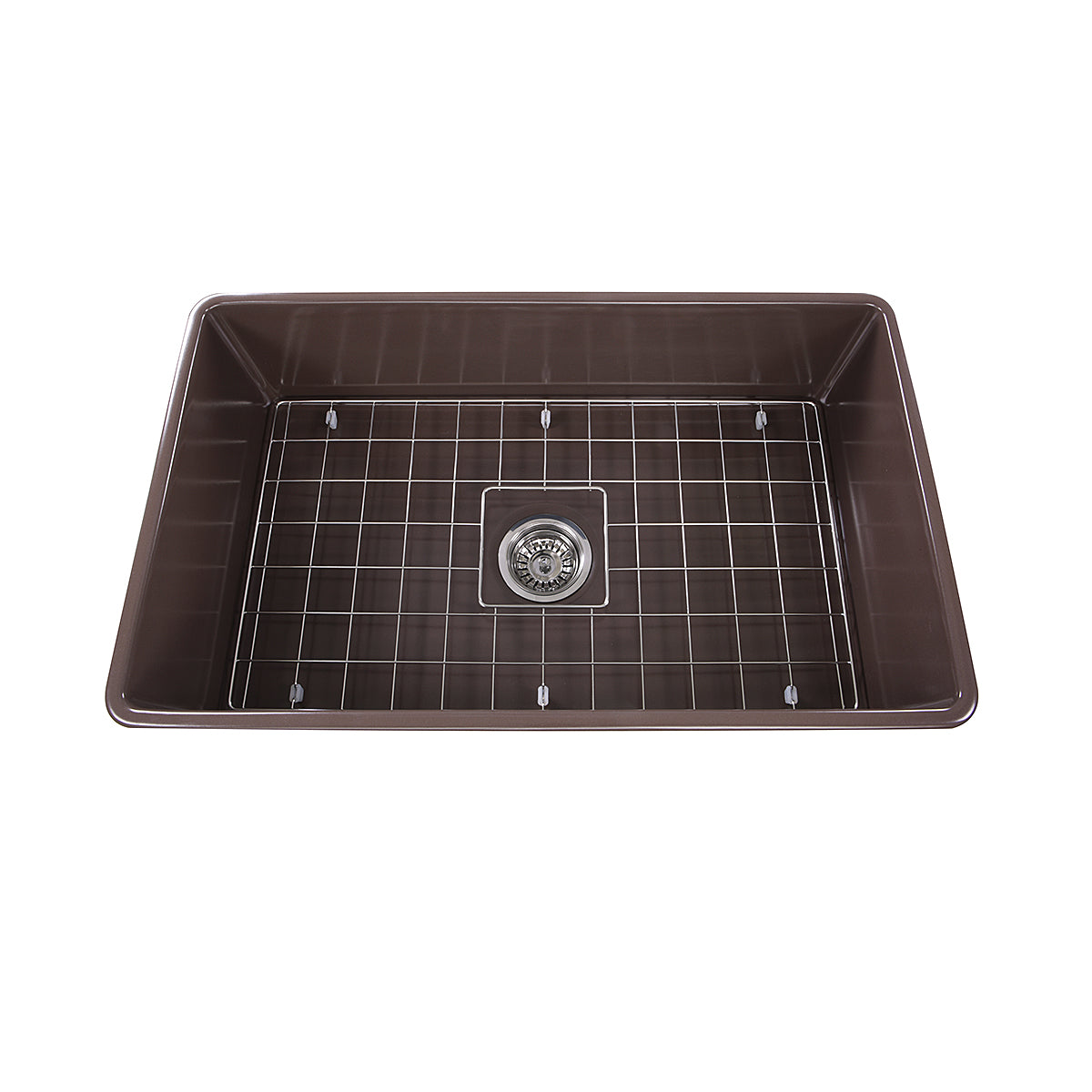 Nantucket T-FCFS30CB 30-inch coffee brown fireclay farmhouse sink, view 2
