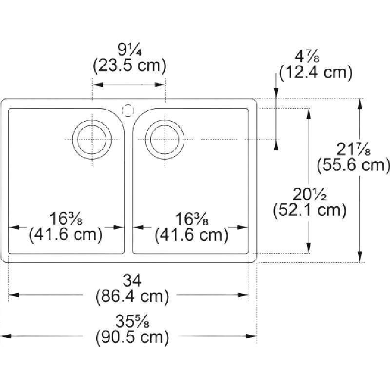 Specifications for Franke Manor House 36" Double Bowl Fireclay Farmhouse Sink
