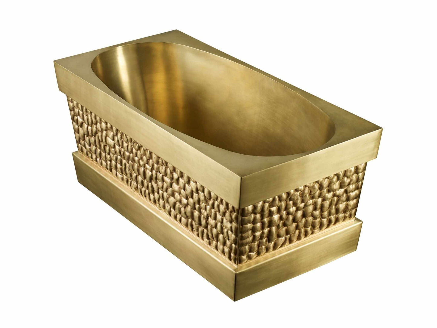 Thompson Tortuga Handcrafted Tub in Satin Brass with a Turtle Shell Inspired Texture - TBT-6028SB-TURTLE, elegant design, detailed texture view.