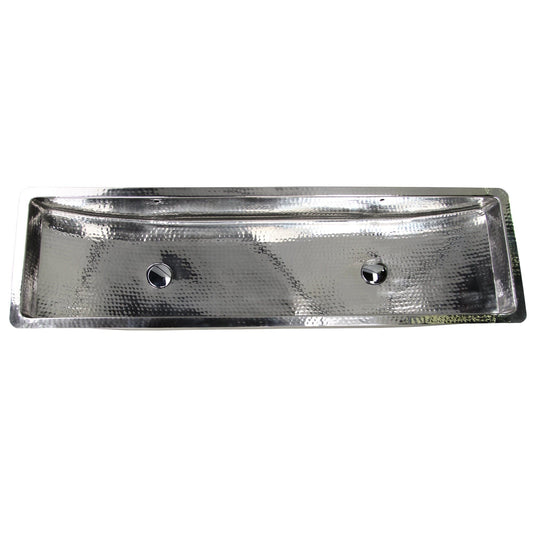 Nantucket Stainless Steel Double Trough Undermount Bathroom Sink - TRS48-OF with elegant hand hammering detail.