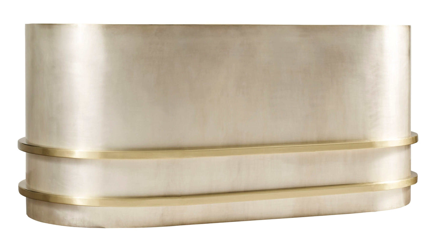 Thompson Quintana Handcrafted Tub in Satin Brass and Burnished Nickel - KCT60 showcasing Art Deco elegance.