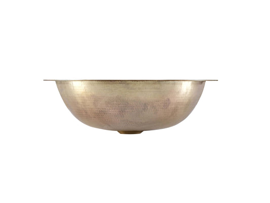 Thompson Tacambaro 15.5" Antique Satin Gold Round Bathroom Sink - ASGRWR side view showing hand-hammered finish