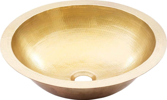 Thompson Tacambaro 15.5" Antique Satin Gold Round Bathroom Sink - ASGRWR, showcasing hand-hammered design and elegance.