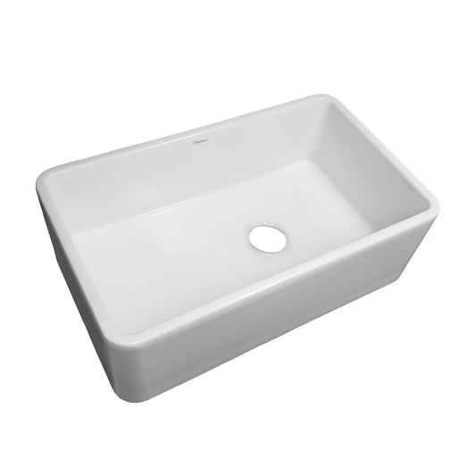 WHITEHAUS 30" Farmhaus Fireclay Duet Series Reversible Sink with Smooth Front Apron WH3018-WHITE