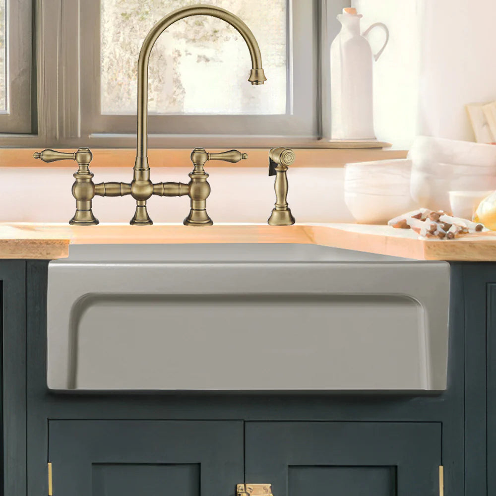 WHITEHAUS 30" Glencove Reversible Matte White Fireclay Kitchen Sink - WHQ5530 in a modern kitchen setting.
