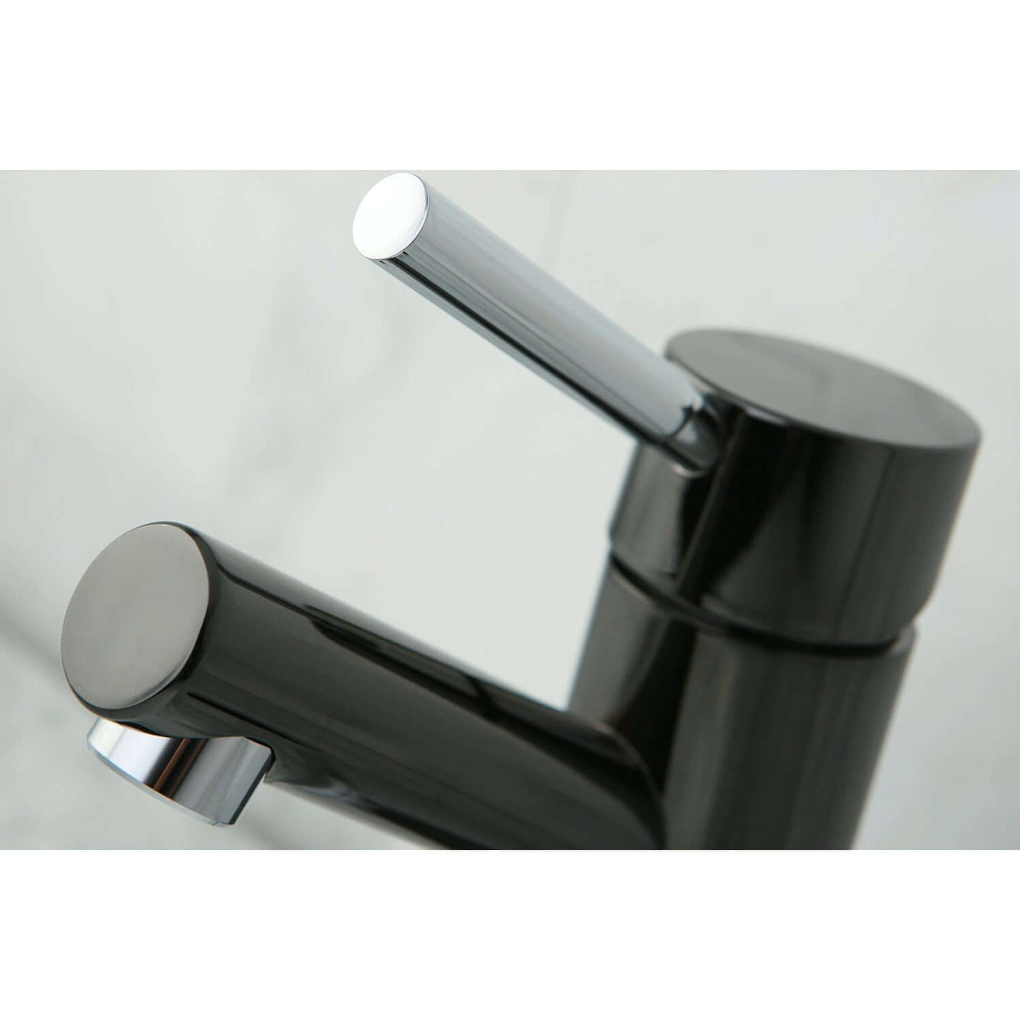 Close-up of the Kingston Brass NS8427DL Water Onyx Single-Handle Centerset Bathroom Faucet handle and spout.