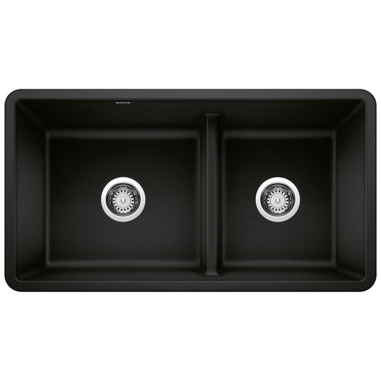 BLANCO Precis SILGRANIT 33" 60/40 Reversible Double Bowl Undermount Kitchen Sink with Low Divide view from above