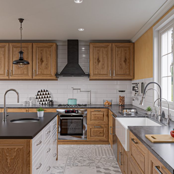 Modern kitchen featuring ALFI 36" Smooth Apron Single Bowl Fireclay Farm Sink AB536-W with elegant cabinetry.