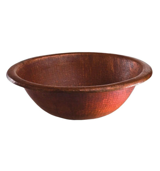 Thompson Tacambaro 15.5" Fired Copper - 2RP Drop-In Bathroom Sink with hammered finish.