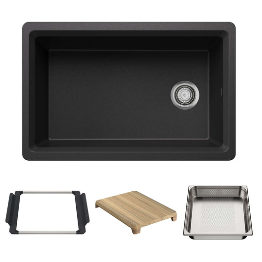 BLANCO Inteos SILGRANIT 30" Single Bowl Reversible Undermount Workstation Kitchen Sink with accessories