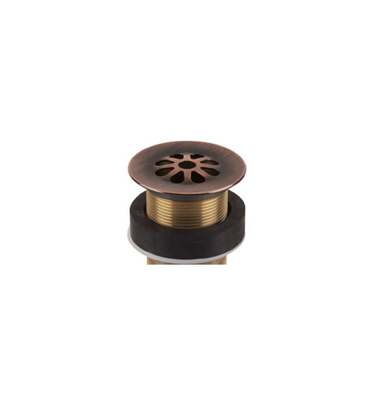 Thompson Traders Antique Copper Flower Style Grid Drain showcasing its handcrafted flower design in antique copper finish.
