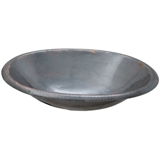 Thompson Huacana 19" Hammered Black Nickel Bath Sink - 2OBC-BN showcasing sleek hammered black finish and classic oval design.