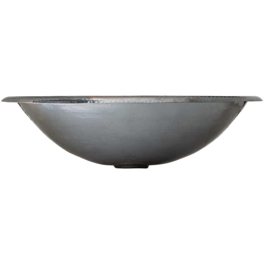 Thompson Huacana 19" Hammered Black Nickel Bath Sink - 2OBC-BN side view showing the elegant oval shape and hammered finish.