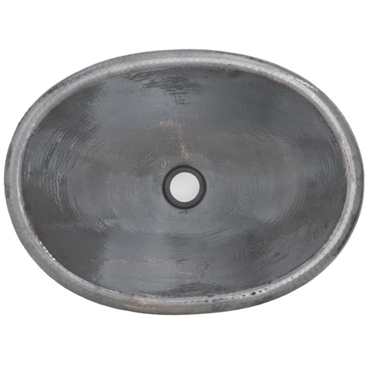 Thompson Huacana 19" Hammered Black Nickel Bath Sink - 2OBC-BN showing the oval basin design and hammered finish.