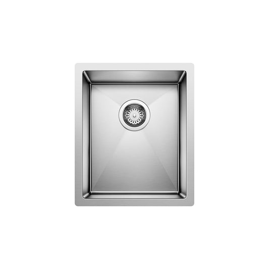 BLANCO Precision R10 15" Undermount Stainless Steel Bar Sink, compact design for tight spaces.