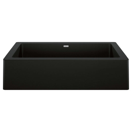 BLANCO VINTERA 30" SILGRANIT Single Bowl Farmhouse Sink in Coal Black with contemporary farmhouse design.