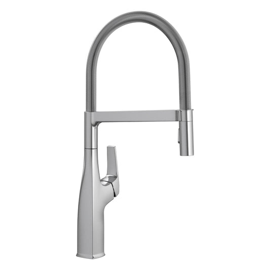 BLANCO Rivana Semi-Pro Pull-Down Dual-Spray Kitchen Faucet in sleek chrome finish with modern design.