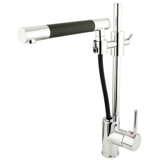 Kingston Brass KS8981DKL Concord Single-Handle Pull-Out Kitchen Faucet, Polished Chrome with modern design.