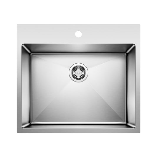 BLANCO Quatrus R15 25" Single Bowl Dual Mount Stainless Steel Laundry Sink top view