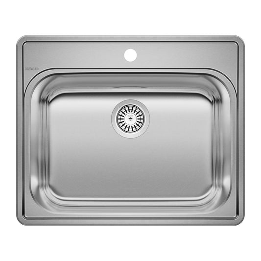 BLANCO Essential 25" Single Bowl Drop-In Stainless Steel Laundry Sink - 1 Hole top view image