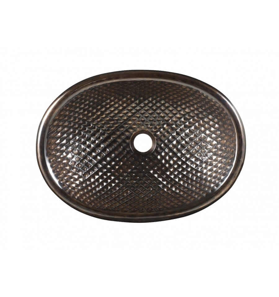 Thompson Huacana 19" Handcrafted Black Nickel Bath Sink - 2OBN-DQ, featuring a diamond quilt texture in black nickel.