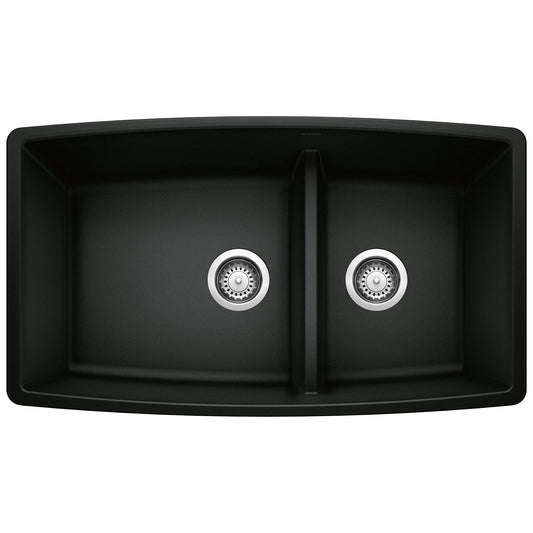 BLANCO Performa SILGRANIT 33" 60/40 Double Bowl Undermount Kitchen Sink with Low Divide top view