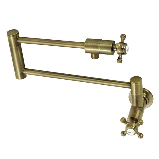 Kingston Brass KS4103BX Metropolitan Wall Mount Pot Filler Faucet, Antique Brass with foldable swing arms