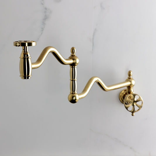 Kingston Brass KS2107RX Belknap Wall Mount Pot Filler Faucet, Brushed Brass