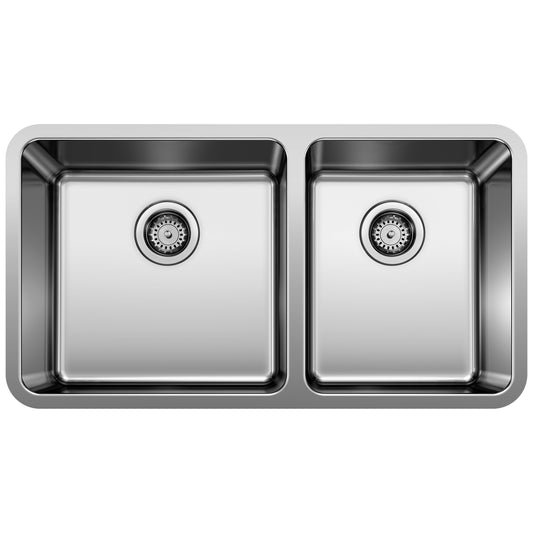 BLANCO Formera 33" 60/40 Double Bowl Undermount Stainless Steel Kitchen Sink, featuring dual basins for flexible kitchen workflow.