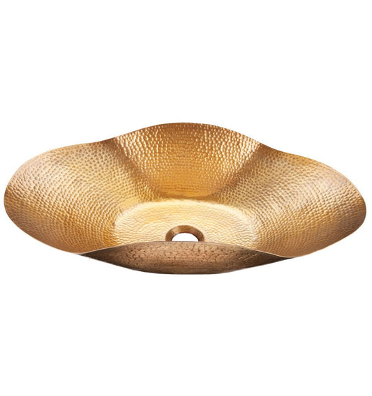Thompson Cordoba 21" Hammered Antique Satin Gold Wavy Oval Bathroom Sink - KBC-ASG